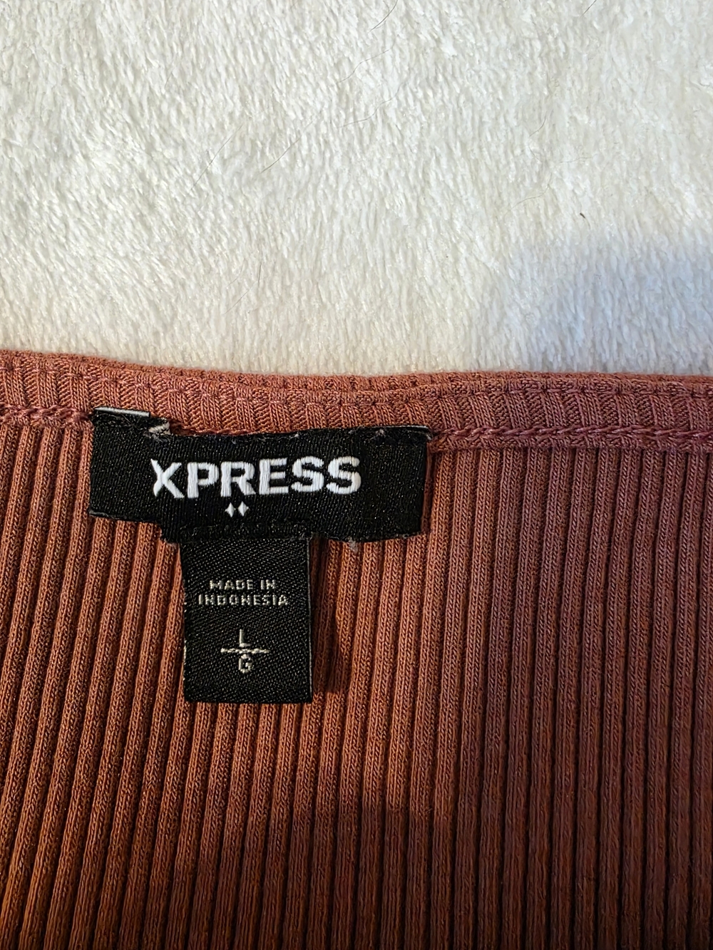 Express Ribbed Square-Neck Tank Top - Rust - Picture 3 of 3